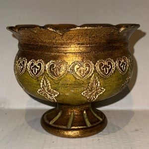 VINTAGE ITALIAN FLORENTINE GOLD GILT POTTERY PLANTER - ITALY